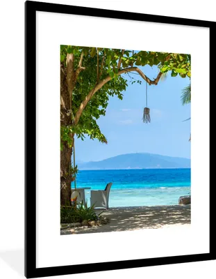 Produktbild von MuchoWow® Gerahmtes Poster Tropisch - Strand - Meer 60x80 cm - Poster mit Schwarzem Bilderrahmen Wandposter Rahmen Foto Bilder - Wohnzimmer - Dekorationen - Prämie