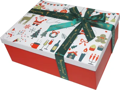 Produktbild von Weiße Weihnachts-Geschenkboxen mit Deckel, 270 x 210 x 105 mm, große leere Geschenkboxen für Geschenke, , stabile faltbare Pappschachtel
