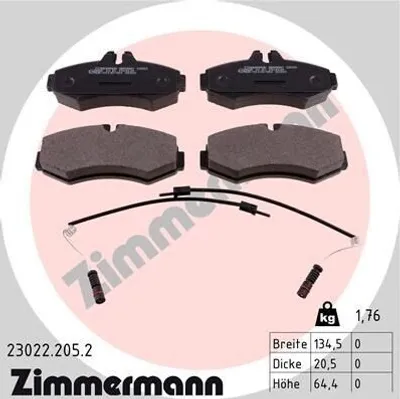Produktbild von ZIMMERMANN Bremsbeläge Satz Vorne Bremsklötze passend für MERCEDES-BENZ VITO Bus (638) 23022.205.2