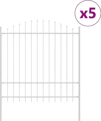 Produktbild von vidaXL Gartenzaun 5 pcs Weiß 170 x 215 cm Pulverbeschichteter Stahl