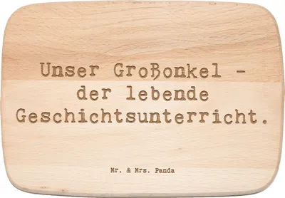 Produktbild von Mr. & Mrs. Panda Schneidebrett Spruch Großonkel Geschichtsunterricht - Transparent - Geschenk, schneidbrett, persönliche Erinnerungen, Verwandte, Frühstücksbrett, Familie