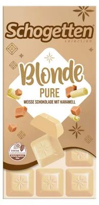 Schogetten Blonde Pure Weiße Schokolade mit Karamell Packung 100g