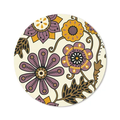 Produktbild von MuchoWow® Mauspad Mousepad Blumen - Bohème - Vintage - Cartoon 20x20 cm - Mousepads - Maus Mat - Pad - Mausunterlage - Schreibtischmatte