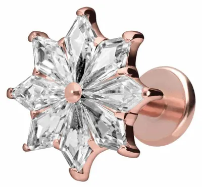 Produktbild von Ohrpiercing, Nasenpiercing Titan Labret mit Innengewinde KRISTALLSTERN RoséGold Stablänge: 10mm | Stabstärke: 1,2mm