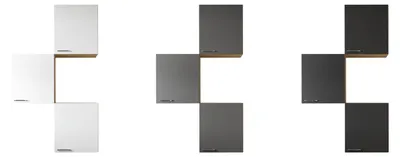 Produktbild von Oberschrank Hängeschrank 3x 50 cm Eiche Sägerau Weiß/Grau/Schwarz Merle Respekta