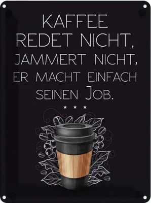 Produktbild von vianmo Blechschild 40x30 cm Kaffee redet nicht, jammert schwarz Essen Trinken
