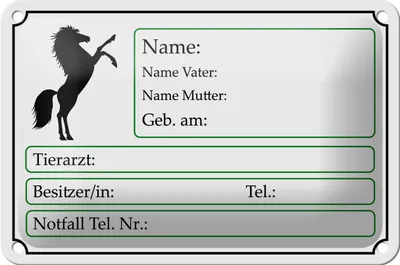 Produktbild von Blechschild Spruch 18x12cm Pferde Name Vater Mutter geb. am