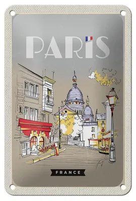 Produktbild von Blechschild Reise 12x18cm Paris Frankreich Gemälde Stadt Schild