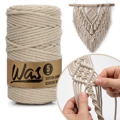 Produktbild von Baumwollkordel Geflochtene Baumwollschnur Polyesterkernschnur Für Makramee Makramee-Seil Bastelkordel 5mm 100m Cappuccino DIY WAS
