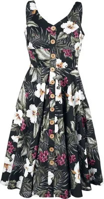 Produktbild von Hell Bunny Mittellanges Kleid Damen Tahiti 50's Dress schwarz S
