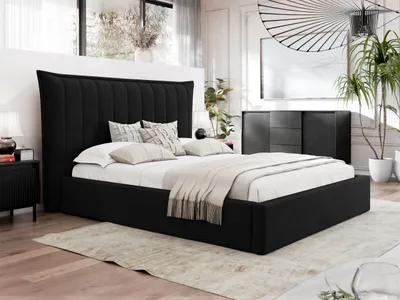 Obrázek produktu pro Manželská čalouněná postel 140x200 AMOL - černá