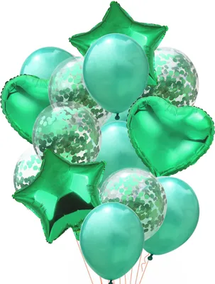 Produktbild von Oblique Unique Konfetti Folien Luftballon Set 14 Stk Geburtstag Party Hochzeit JGA - grün