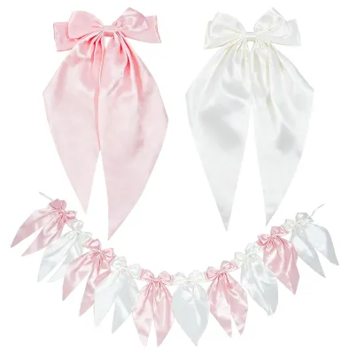 Bogen-Girlande Weiß-Rosa, Satin, 18x36cm, 1,75m