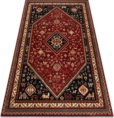 Produktbild von Wollteppich KASHQAI 4364 301 orientalisch, Rahmen rotwein / schwarz rot 240x340 cm