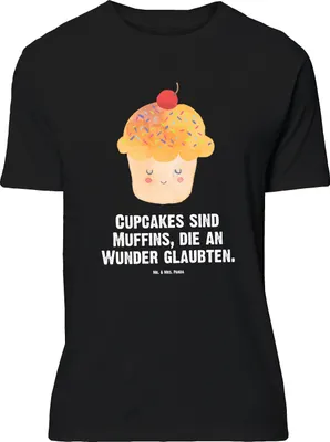 Produktbild von Mr. & Mrs. Panda Größe M T-Shirt Cupcake - Schwarz - Geschenk, Tshirt, Motivation Sprüche, Herren, Lustige, Cupcakes, Küche Deko, Wunder, Spruch, Muffin, Shirt, mit