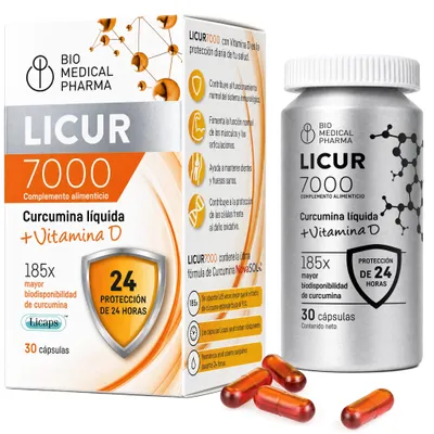 Imagen del producto de Licur 7000 curcumina NovaSOL con vitamina D3, 30 cápsulas líquidas