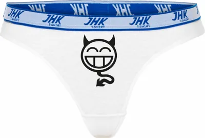 Produktbild von Damen Thong Slip - Boxer-0023-woman-white-h-S - weiß - S - hinten - TEUFELCHEN - lustiges Motiv - Spruch - Unterwäsche - Unterhose - Freizeit - lustig