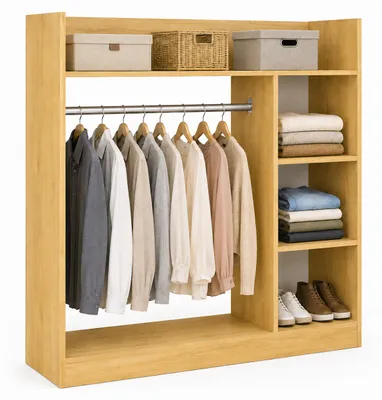 Produktbild von VCM VCM Palosa Kleiderschrank H. 120 x B. 124 x T. 35 cm mit Kleiderstange & Regalfächern Offene Garderobe - Palosa L