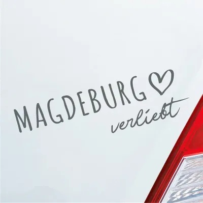 Produktbild von Auto Aufkleber Magdeburg verliebt Herz Stadt Heimat Liebe Car 19x6 cm Grau Sticker Heckscheibenaufkleber
