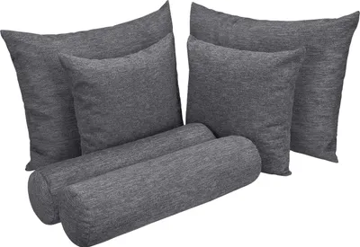 Produktbild von Selfitex Großes 6-teiliges Boxspringbett Kissen Set, 60x80/50x50/Nackenrolle 19x65, Sofakissen inkl. weichen Füllkissen, Farbe: Anthrazit