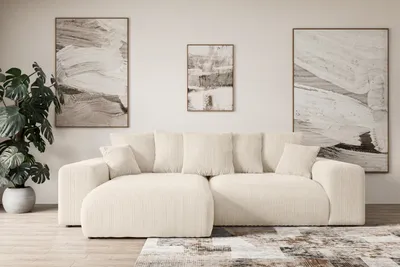 Produktbild von ALTDECOR Ecksofa mit Schlaffunktion und Bettkasten Corner Sofa Eckcouch Couch L-Form universal, links/rechts angeordnet Schlafcouch Ausziehbar Wohnlandschaft  ESKAR-L -256x165x84cm Beige