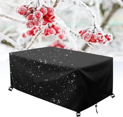 Image de Housse de protection pour table de terrasse résistante aux intempéries - Protection pour mobilier de jardin - Tissu Oxford 420D - 190 x 40 x 45 cm - Noir
