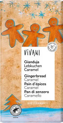 Zdjęcie produktu dla CZEKOLADA GIANDUJA Z KAWAŁKAMI PIERNIKA I KARMELU100 g - VIVANI