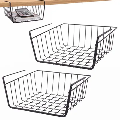 Metall-Hängekörbe 2er-Set, 28x15x23 cm, schwarz, für Schrankregal