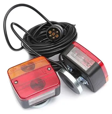 Produktbild von Rückleuchten-Set mit 4 Funktionen für Anhänger, Wagen, Plattform, mit Magnet und Kabel 7.5m
