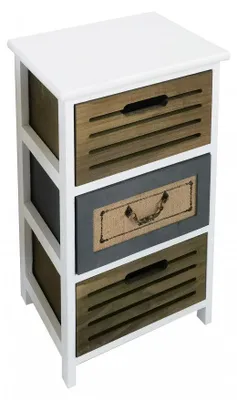 Image de Meuble à tiroirs en bois 35 x 28 x 56 cm avec 3 tiroirs colorés