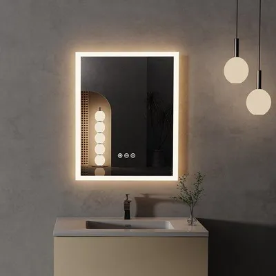 Image de Miroir de salle de bain mural 40 x 50 cm avec éclairage LED et traitement anti-buée