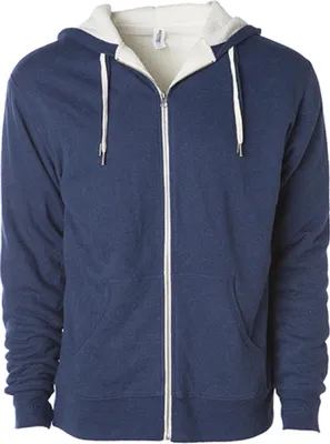 Immagine prodotto di Independent EXP90SHZ | Giacca da donna con zip e cappuccio foderata in sherpa / veste molto grande - Colore: Navy Heather/Natural - Taglia: L