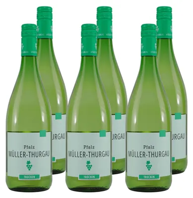 Produktbild von Mertes Müller-Thurgau Pfalz QbA -trocken- (6 x 1,0L)