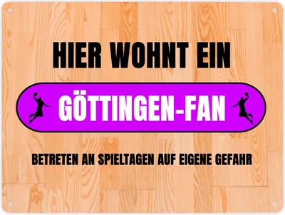 Produktbild von Hier wohnt ein Göttingen-Fan Metallschild XXL in 28x38 cm mit Turnhallenboden