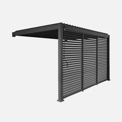 Immagine prodotto di Pergola bioclimatica in alluminio addossata 3x4m + 3 persiane 1.3m, Antracite