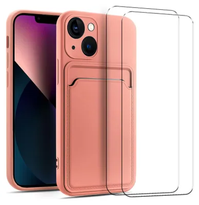 Immagine prodotto di set di cover protettive 2in1 per Apple iPhone 7 Plus / 8 Plus composto da 2x protezione dello schermo in vetro 9H e 1x custodia in silicone - cover in rosa