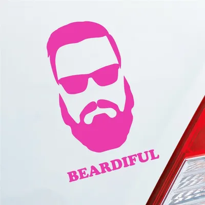 Produktbild von Auto Aufkleber Beardiful Beard Bart Schön Cool Sexy Car 10x16 cm Pink Sticker Heckscheibenaufkleber