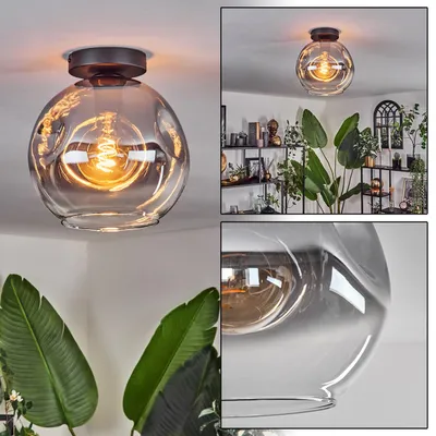 Produktbild von Villamare Deckenlampe aus Metall/Glas in Schwarz/Rauchfarben/Klar