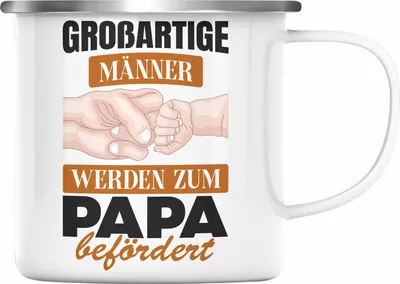 Produktbild von Trendation - Großartige Männer werden Zum Papa Befördert Emaille Tasse Geschenk Du Wirst Vater Geschenkidee (Silber)