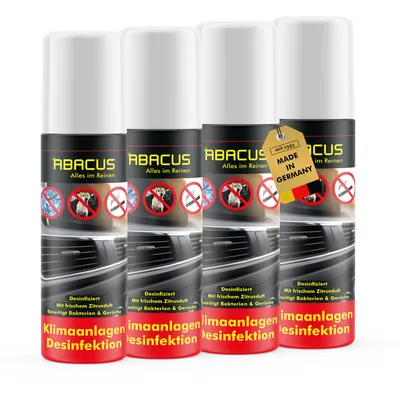 Produktbild von ABACUS® Klimaanlagen Desinfektion, Klimaanlagenreiniger Auto, Klimaanlagen-Desinfektion Auto, 4 x 200ml Klimaanlagen Desinfektion