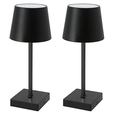 Produktbild von 2er Set Tischleuchte mit Touchfunktion Warmweiß USB Nachttischlampe Schwarz Aufladbar Helligkeit regulierbar Schreibtischlampe Dimmbar