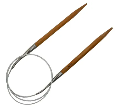 1 Bambus Rundstricknadel mit Edelstahlseil 80cm Stricknadel, 5,5mm