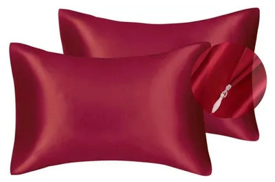 Produktbild von Satin-Kissenbezug für Haar & Haut, burgunderrot, 50x75 cm, 2 Stück
