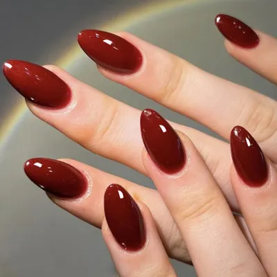 Produktbild von Nägel zum Aufkleben Kurz Mandel Rot 24 Stück Glossy Kunstnägel für Frauen