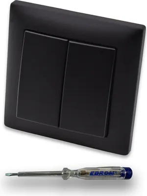 Produktbild von BUSCH JÄGER Serienschalter 2000/5 US BBBlack Wippe + Rahmen - Schwarz MATT