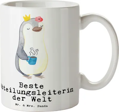Produktbild von Mr. & Mrs. Panda Tasse Pinguin Beste Abteilungsleiterin der Welt - Weiß - Geschenk, Teetasse, Anerkennung, kaffeetasse bedruckt, Geschäftsführerin, Büro, Vorgesetzte