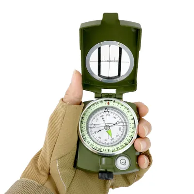 Produktbild von Kompass Kompass Militär Marschkompass mit Tasche für Camping, Wanderung, Militär Marschkompass Professioneller Taschenkompass Peilkompass