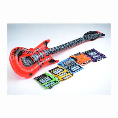 Produktbild von Gitarre, Neon Farben, aufblasbar, 6 Farben sortiert, 100 cm, 1 Stück, Partydeko