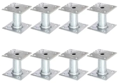 Immagine prodotto di Supporti per pali Alberts 8 x, piastra 100x100 mm, tubo Ø 42 mm, zincati a caldo, da avvitare
