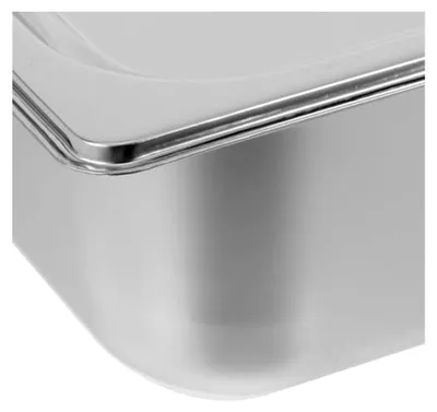 Produktbild von Dampfgarbehälter 1/2 Größe aus Edelstahl mit Deckel, hitzebeständig und stapelbar für Buffetrestaurants, gleichmäßige Wärmeverteilung